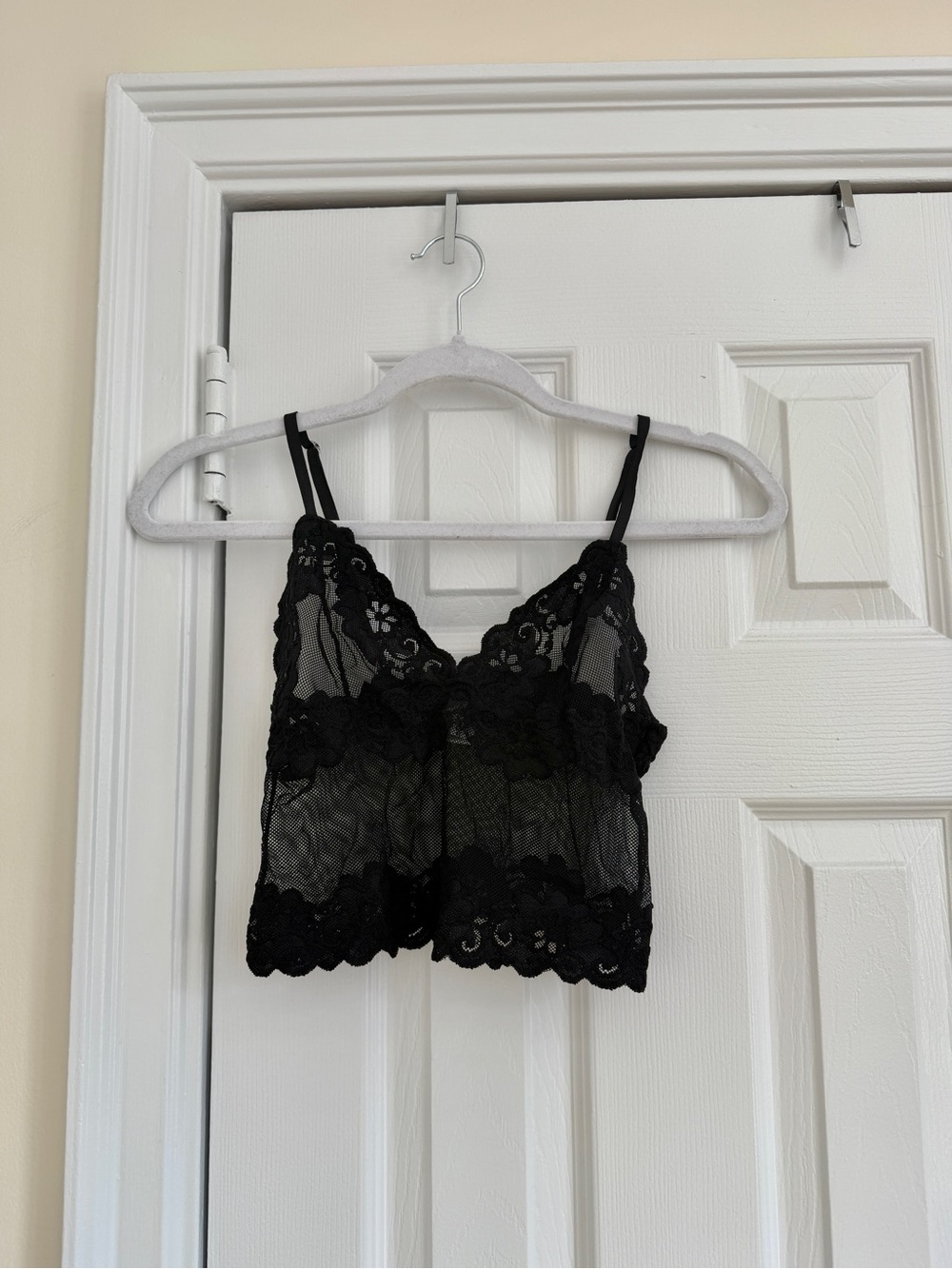 Vintage Y2K 90s Rampage Black Lace floral sheer crop tank top